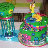 Psychedelic 16Th Birthday Cake I made this for a 16th birthday. It was supposed to be 3 tiers, but the 3rd tier for some reason didn't cooperate, so we made it 2...