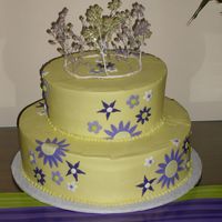 Purple And Green Modern Shower This was for my good friend's bridal shower. Cake mix extender with cookies and cream filling, buttercream dream, and fondant accents...