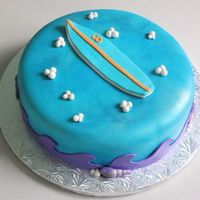 Surfing Theme All Fondant. Luster on cake.