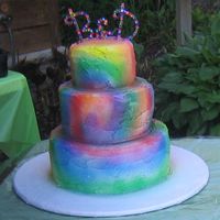 Tie Dye Wedding Cake my very first stacked cake/wedding cake - tie dyed for the bride's choice of themes