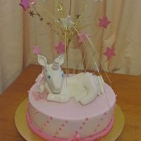 Magical Unicorn This is a birthday cake for my friend's daughter who loves pink. The unicorn was made with fondant/modelling paste and the stars and...