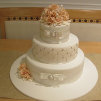 Wedding Cake With Peach Roses This cake was done for my wonderful brother in law & his beautiful wife. This is the 2nd wedding cake I have done and the first time I...