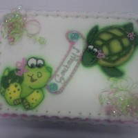 Turtle Baby Shower Cake This cake was for a mom-to-be that loves turtles and had decorated the baby's room in a turtle theme.