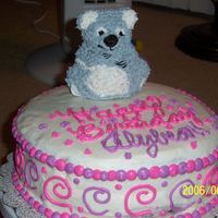 Koala Birthday Cake This cake was made for my sister's 20th birthday. I used the mini-bear stand- up pan for the Koala and put it on top of 2 10"...