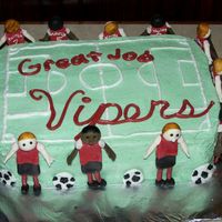 Soccer, Fondant Figures for my sons soccer team party. I made each kid out of fondant with their name and number on the back of their jerseys! They were soooooo...