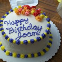 Birthday, Star Burst Flowers birthday cake for friend. The flowers were made out of star burst candy and made "Duff style".