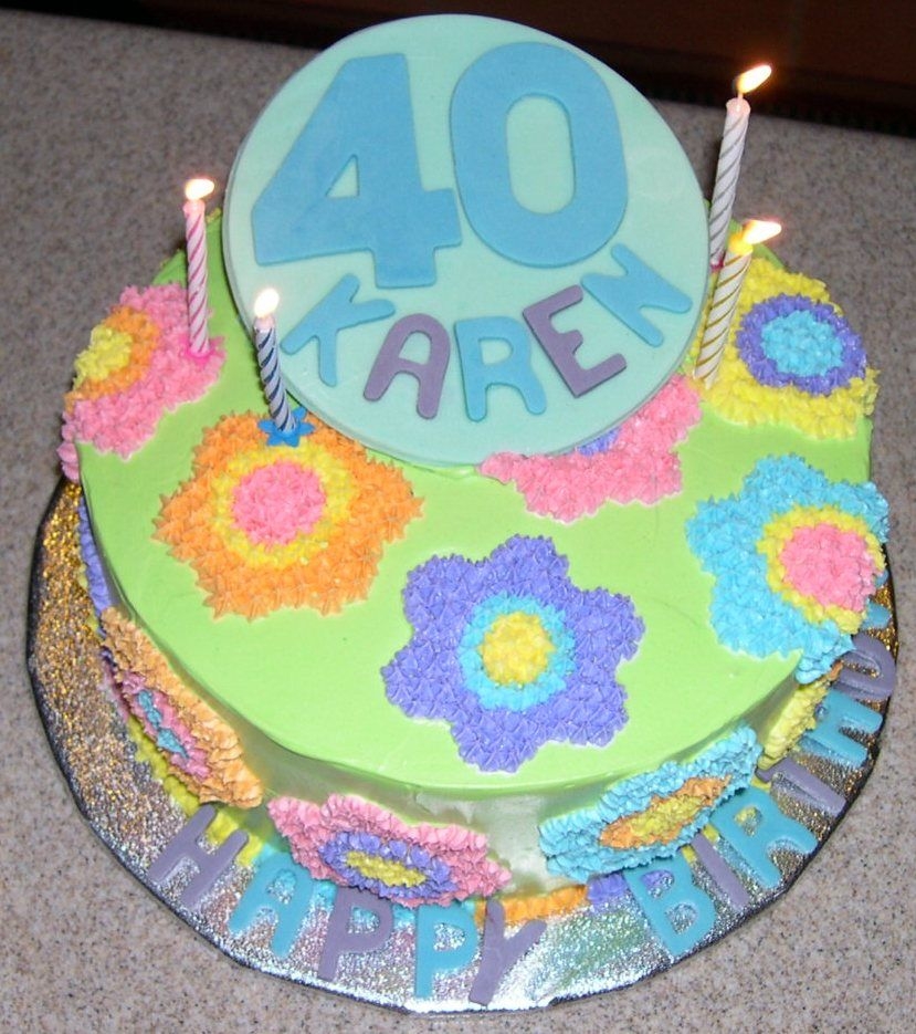 60's Theme 40Th Birthday Cake My take on a 60's cake. I'm only a beginner but I was very happy with this - first time my buttercream successfully crusted over...