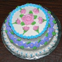 Class Two Practice This cake was made at the beginning of class one as a practice. It is a white cake filled with strawberry filling.