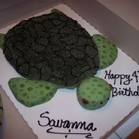 Turtle Tur For Savanna's 4th birthday - buttercream and MMF. Modeled after Savy's favorite stuffed animal.