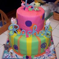Rachel's 6Th Based on a cake by CC user DianeLM. Decorated with the Littlest Pet Shop animals and MMF. Need to work on my mid-cake bulge!!