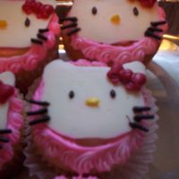 Hello Kitty Cupcakes candy kittys are hand made atop of cupcakes for a school bday party
