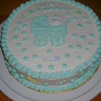 Simple Baby Show Cake I was told to do a baby shower cake I had three hours to make the cake and decorate it. I really didn't like how it came out. but it...