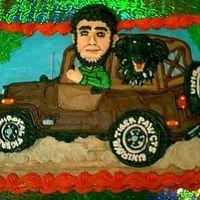A Man, His Dog, His Jeep 3-D DETAILS OF THE B-DAY BOY & HIS DOG RIDING IN HIS BELOVED JEEP.( I SEEM TO HAVE A COLLECTION OF LARGE HEADS POKING OUT OF VARIOUS...