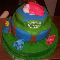 Animal Baby Shower Cake This cake was alot of fun to make. It has an elephant, a piggy rolling in "mud", a duck in the pond then a frog sitting on a rock...