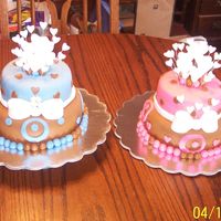 Birthday Cake & Cancer Survivor Celebration Cake For 2 Sisters The Pink cake was made for a young girl who turned 15, and then the blue cake was for her little sister who has been fighting cancer and is...