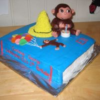 Curious George Cake Got many of these ideas from CC. George and the yellow hat are rice krispies covered in mmf.