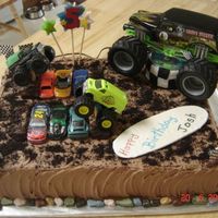 Monster Jam Grave Digger made this monster jam grave digger cake for my grandson's 5th b-day. The truck is sitting on a display stand that slowly turns. Around...