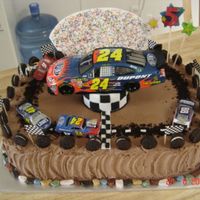 Nascar Jeff Gordon this is a chocolate cake that I made for my grandson's 5th b-day. He loves Jeff Gordon. The car turns as it is sitting on a display...