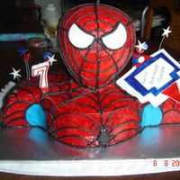 Spiderman First spiderman cake I have done. First time doing a RKT head before. All buttercream that has been air dried and then painted red so there...