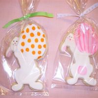 Bunny Holding Decorated Eggs NFSC, MMF. Here are a few cookies with decorated eggs. You can't see the detail of the bunny's face in this photo, but you can in...