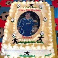 Darren's 16Th Birthday Soccer Cake !/2 Sheet cake that I made for my oldest grandson's 16th birthday.