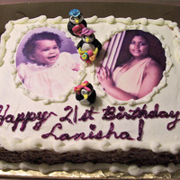 21St Birthday I created this German chocolate 1/2 sheet cake for a friend's daughter. He handed me 2 photos of her - one when she was a child, the...