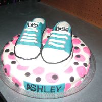 Converse Cake Converse shoe cake for my daughter's 13th birthday party. Cake and shoes covered in MMF.