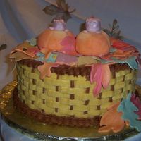 Fall Pumpkin Babies spice cake, pumpkin cheesecake filling, gumpaste pumpkin babies, fondant leaves, and bc icing thanks to all of you for the wonderful ideas...