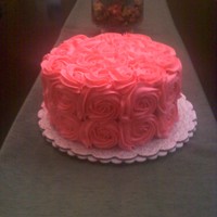 Birthday Cake First cake using the 1M rose piping technique. It was very fun to do.