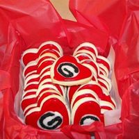 Uga Valentines Cookies These are valentine cookies that a client sent to their child, a student at UGA. They are a butter almond-vanilla shortbread with almond-...