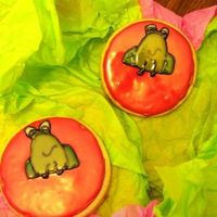 Froggie Sugar Cookies These are the mock ups of the froggie sugar cookies that I did for a paper company who was going to give these out at the Manhattan paper...