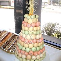 Typical European Croquembouche This is called a croquembouche (kroh-kem-BOOSH) made of gerbet macaroons which are made from powdered sugar, egg whites and almond meal....