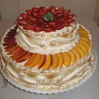 Strawberry & Nectarine Tres Leches (3 Milks) Wedding Cake. This was a last minute order cake by a customer who wanted this type of cake. I told him that it might melt a little if I didn't...