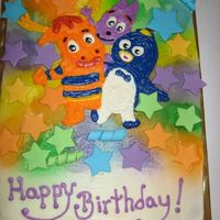 First Attempt After A Long Vacation From Cake Decorating. Backyardigans theme birthday cake for a four year old boy. This is my first cake after a long vacation from cake decorating. It looks OK...