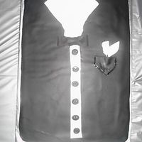 Groom's Tuxedo Cake Chocolate with chocolate icing covered in chocolate satin fondant.
