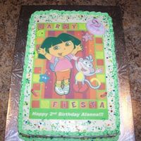 Dora Cake Chidren love DORA!!!!!Easiest Dora cake to make......find a fun picture, convert to an edible image, and place on top of the cake!