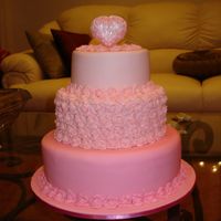 Sue's 60Th Birthday I used 3 tones of pink for this one. Loved the roses around the second tier and the heart is absolutely gorgeous.