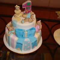 First Birthday Vanila cake filled with Raspberry ganache.