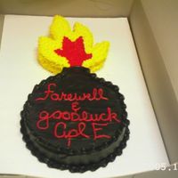 Bursting Bomb If I remember right this is a chocolate cake with buttercream icing. I made a pattern for the flames. I am an Ammo Tech in the Marine Corps...