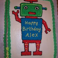 Robot Cake For my son's 5th birthday party. My inspiration was a robot from his party fare we bought at Target.
