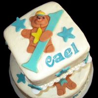 1St Birthday I did this tied cake to provide a separate cake for the boy to have a cake of his own to feed himself. Iced with buttercream and...