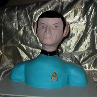 Spock This cake was done with Marshmallow fondant. It is my son-in-laws birthday cake. Made for the coming out of the new movie.