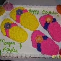 Flip Flop Cake Flip Flop CAKE 11x15 sheet cake yellow, with whiped cream icing, gum paste flowers