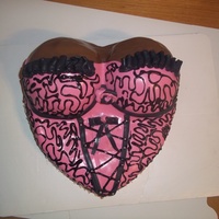 Corset marble and fudge cake with choclate glacage and choclate satin ice