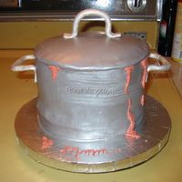 Soup Club Contribution I didn't feel like making soup for soup club this week, so I made a pot shaped cake instead. 6 inch rounds of chocolate cake with...