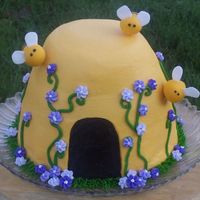 Beehive Cake Honey spice cake with crusting cream cheese icing, royal flowers, fondant bees. Made for my Mom's beekeeper club. Thank you for all...