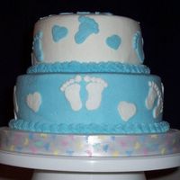 Blue Baby Feet Blue and white baby feet & hearts. 8" and 6". All BC. Thanks for looking!