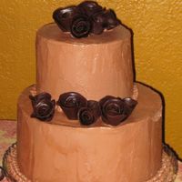 My First Cake This is my first cake-- no class, just read some books, consulted cc and jumped in. The picture is taken from the side (the front looks...