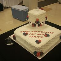 25 Years Of Marriage For my Aunt and Uncle's 25th Anniversary party. This cake was inspired by gourmetcakes square basketweave cake w/ periwinkle royal...