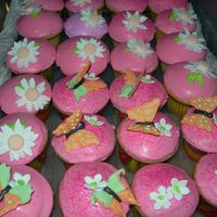 Baby Shower Hot Pink Rum cake with royal icing and fondant flowers and RI Butterflies